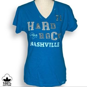 Hard Rock Cafe Nashville V Neck Tee Size Large